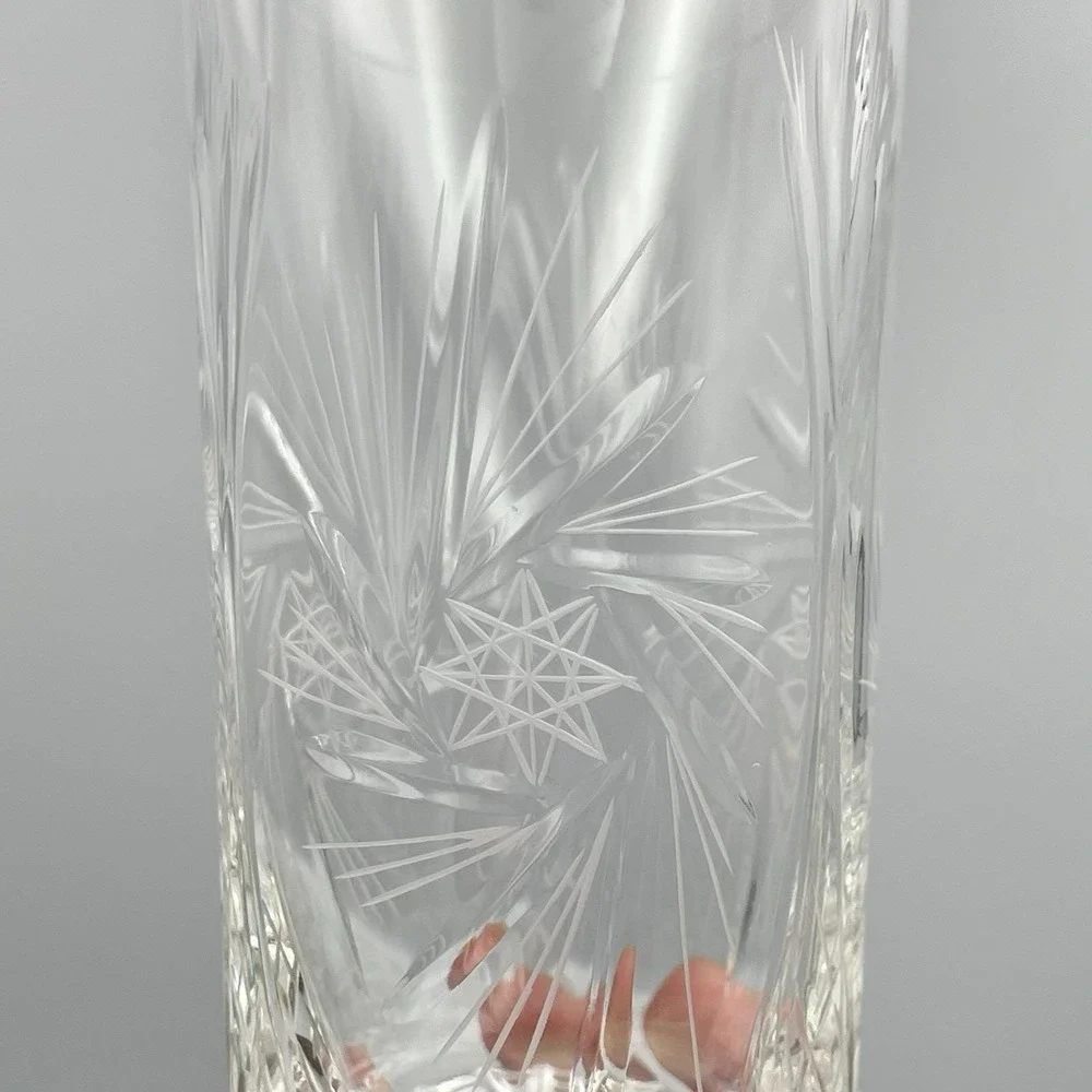 Vintage 1980s Cut Crystal Starburst Fan Highball Glasses Set‎ of 3